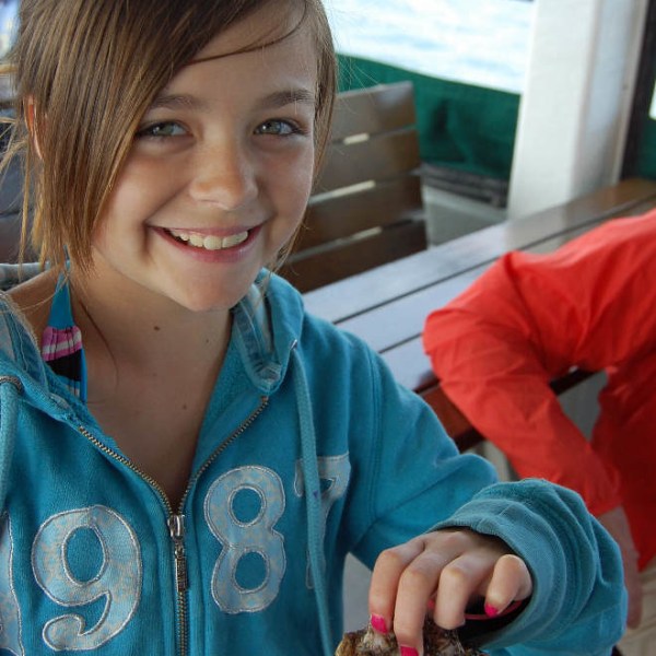 a person sitting on a table