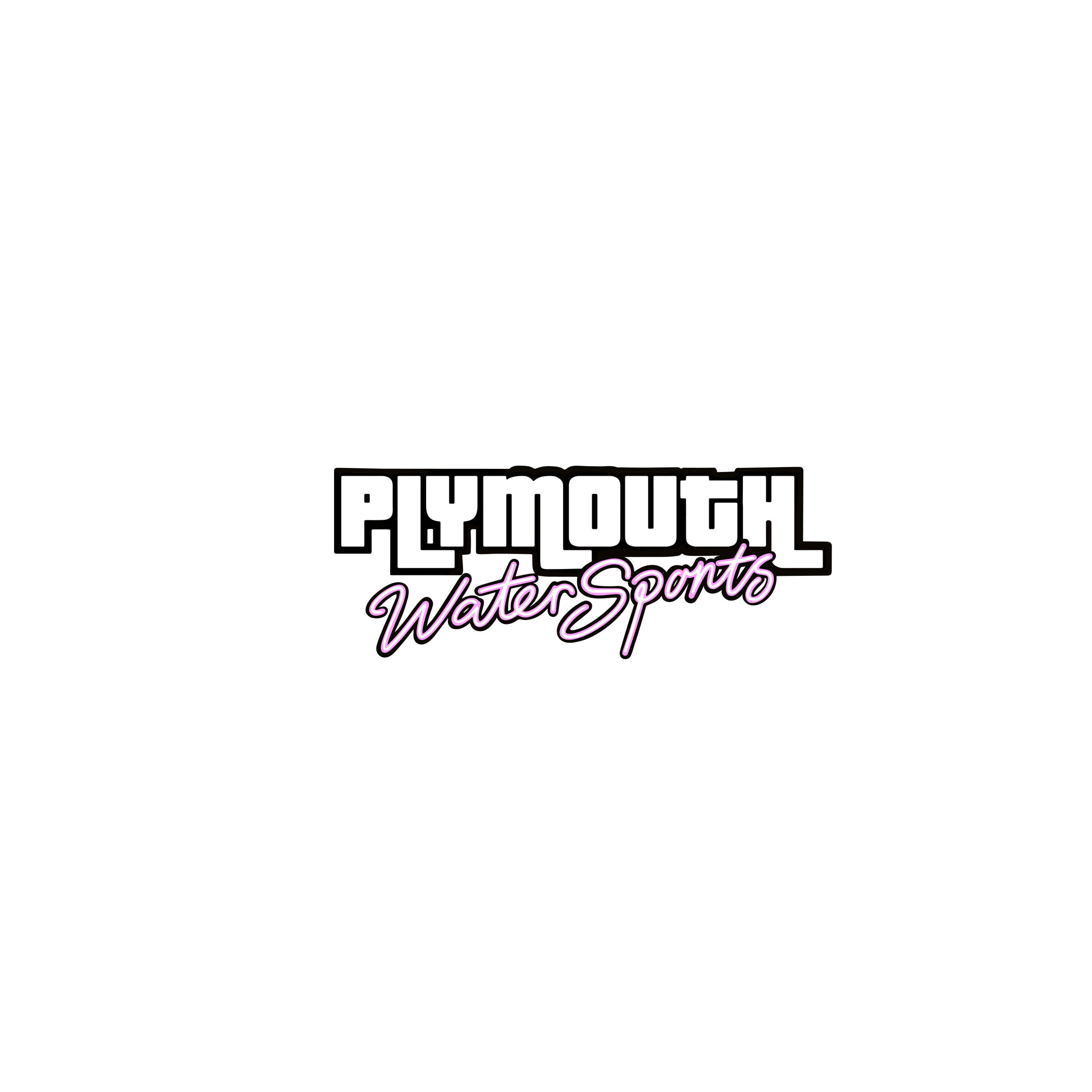 Plymouth WaterSports logo with stylized text on green background.