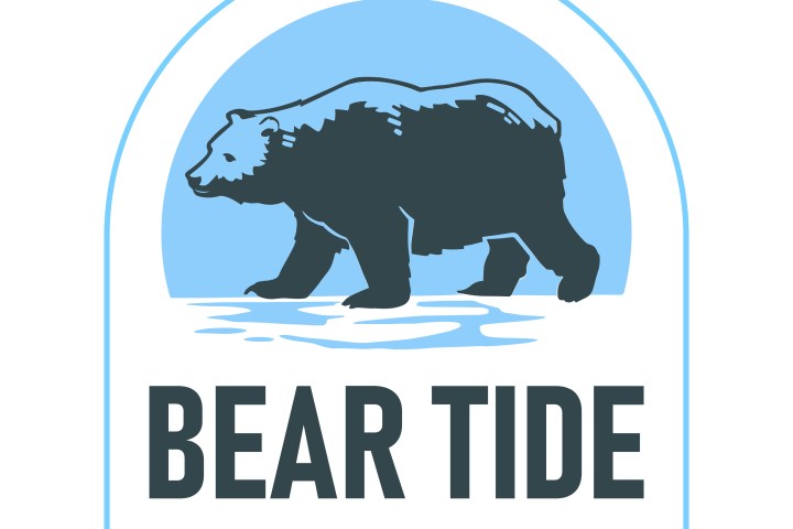 Logo with bear silhouette above 'Bear Tide Oysters' text.